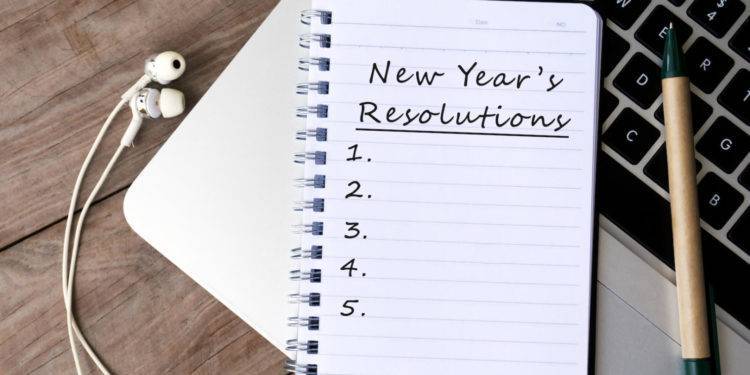 New Year's Resolutions List on Notepad