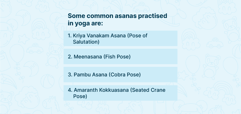 Common asanas practice in yoga 