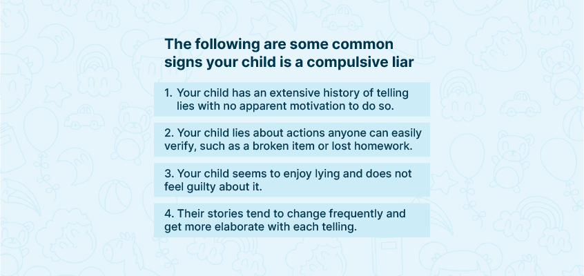 Common sign for a child as compulsive liar