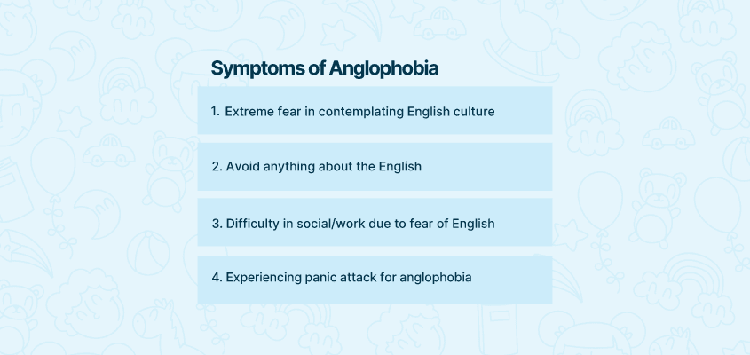 Symptoms of anglophobia