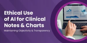 Illustration of ethical concerns in AI-powered therapy, emphasizing objectivity, transparency, and bias in clinical documentation