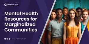 Illustration of AI-powered mental health support for marginalized communities, bridging the gap in care.